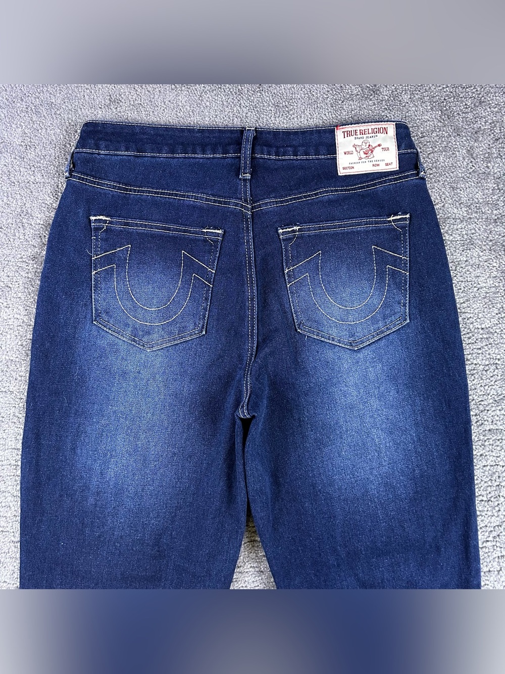 True Religion Sarah High Rise Straight Jeans Signature Size 31x33 Indigo Blue
